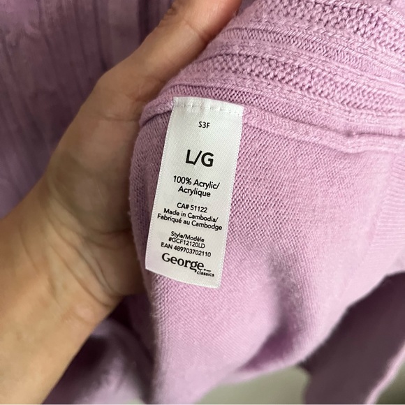 3/$40 Size Large George Lilac Purple with Button Down Cardigan rhinestone button - Picture 2 of 5